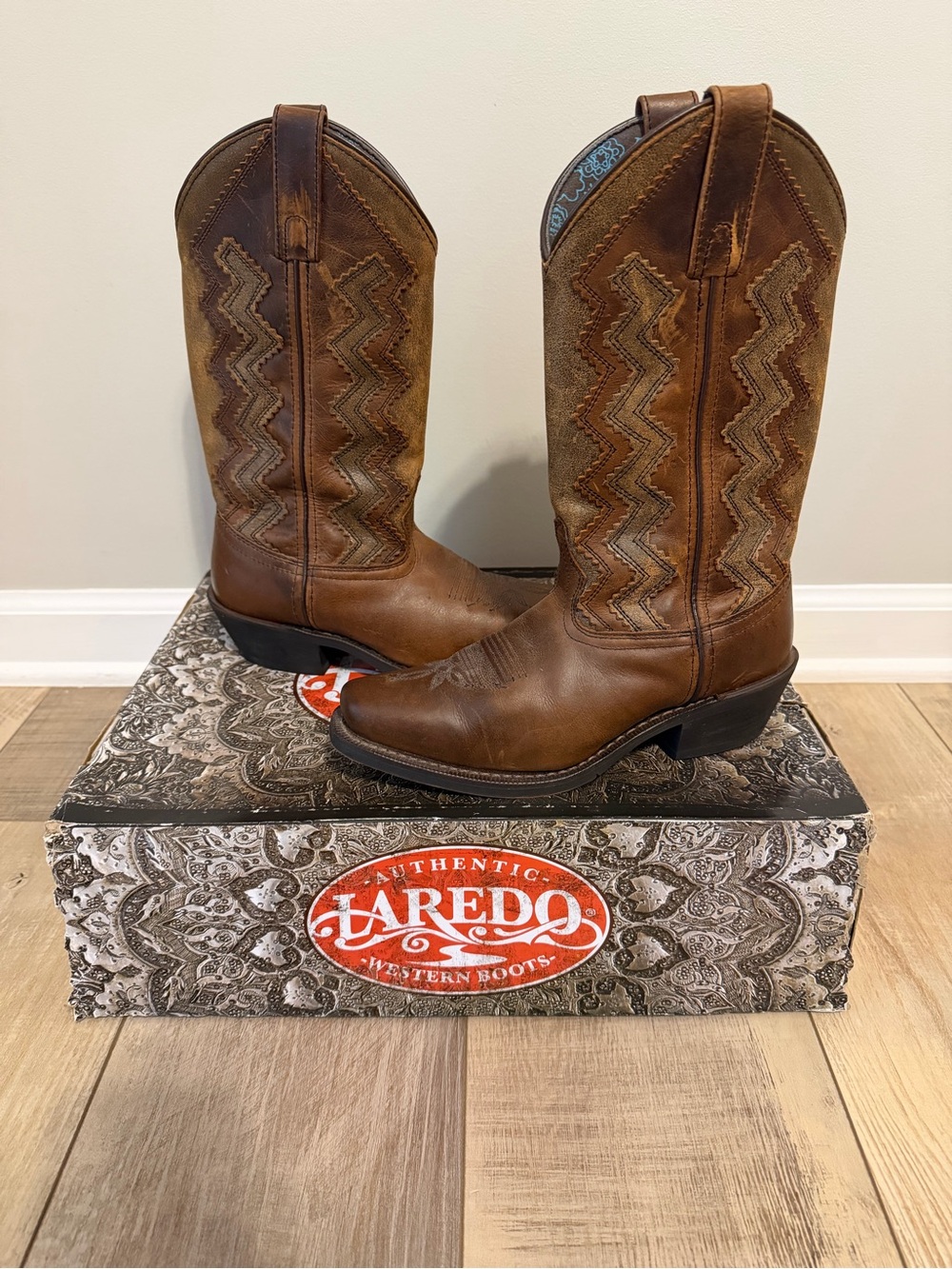Laredo "Audrey" Brown Leather Western Cowgirl Boots